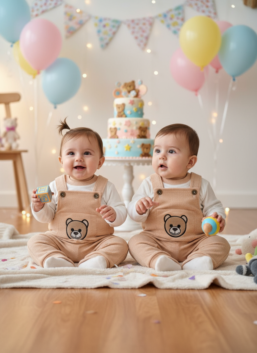 بیلر کبریتی تدی گلدوزی شلوار پیشبندی نوزادی
